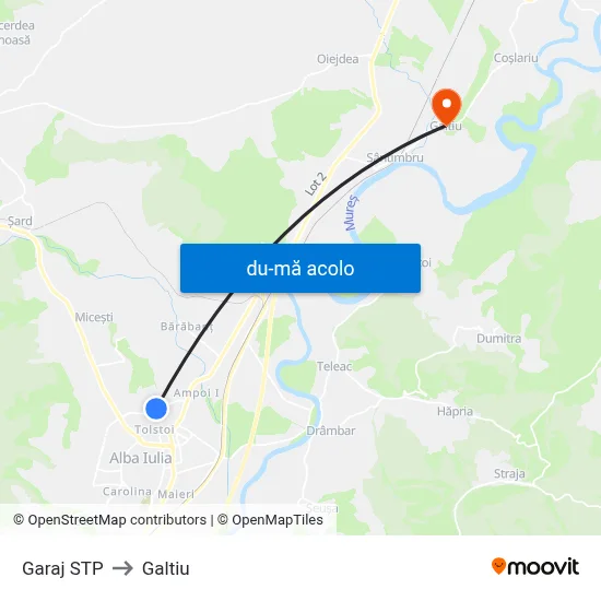 Harta de Garaj STP către Galtiu
