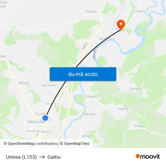 Harta de Unirea (L103) către Galtiu