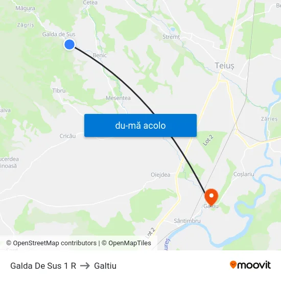 Harta de Galda De Sus 1 R către Galtiu