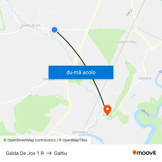 Harta de Galda De Jos 1 R către Galtiu