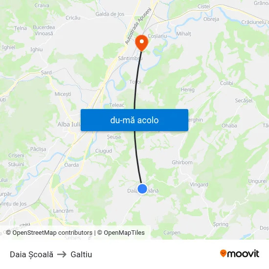 Harta de Daia Școală către Galtiu