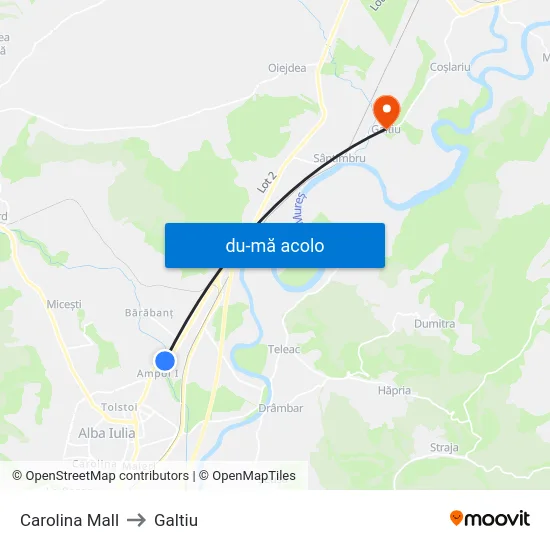 Harta de Carolina Mall către Galtiu