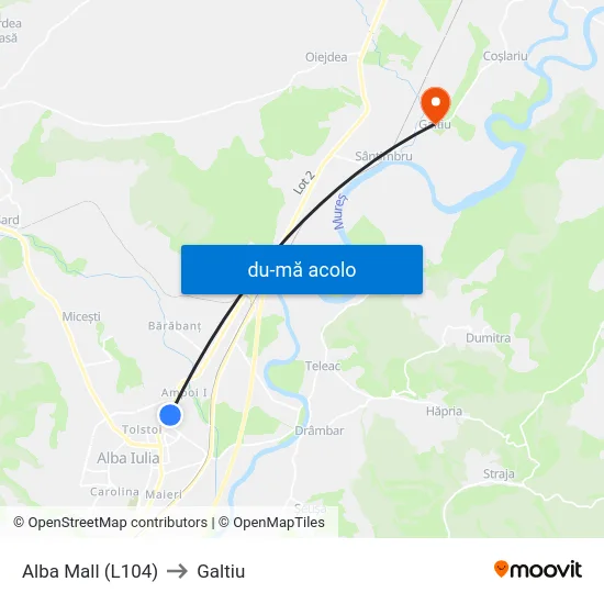Harta de Alba Mall (L104) către Galtiu