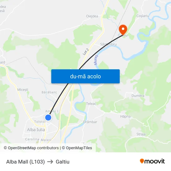Harta de Alba Mall (L103) către Galtiu