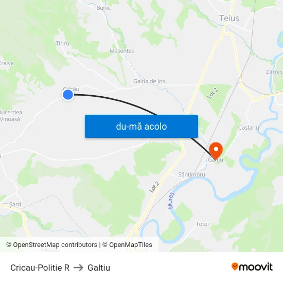 Harta de Cricau-Politie R către Galtiu