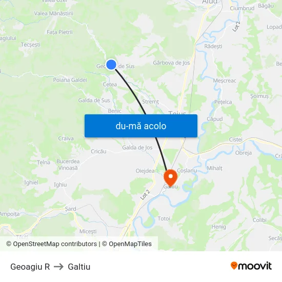 Harta de Geoagiu R către Galtiu