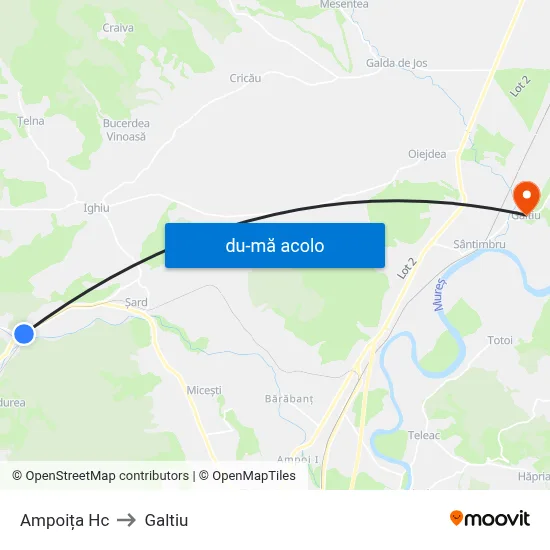 Harta de Ampoița Hc către Galtiu