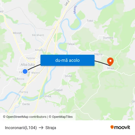 Harta de Incoronarii(L104) către Straja