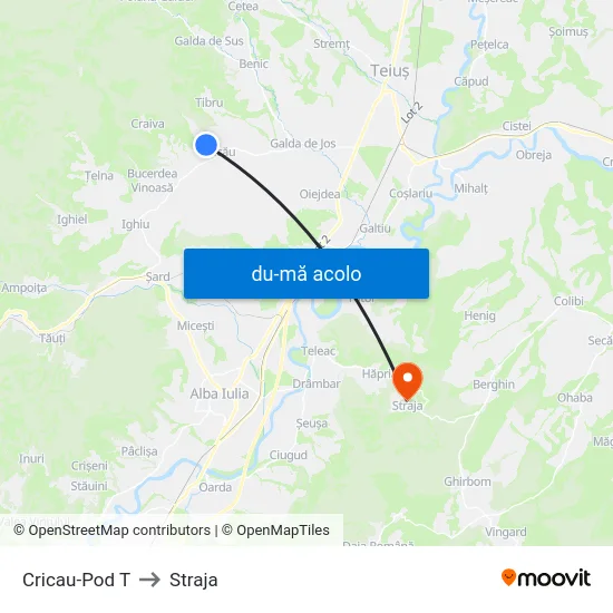 Harta de Cricau-Pod T către Straja