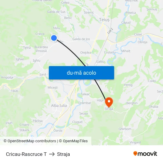 Harta de Cricau-Rascruce T către Straja