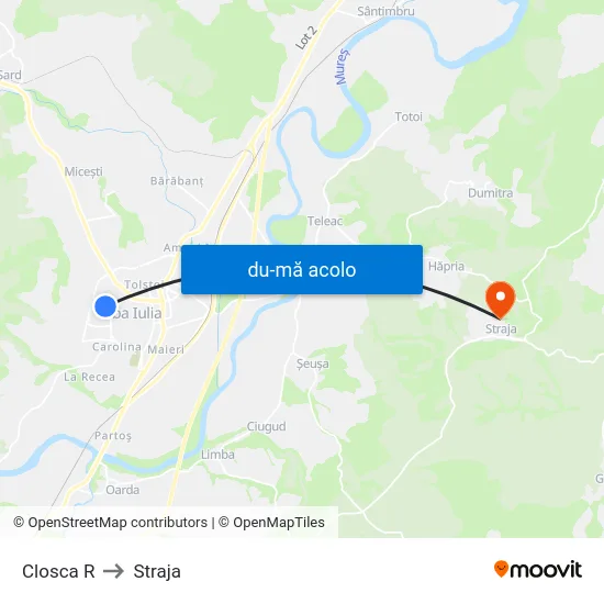 Harta de Closca R către Straja