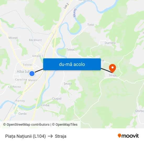 Harta de Piața Națiunii (L104) către Straja