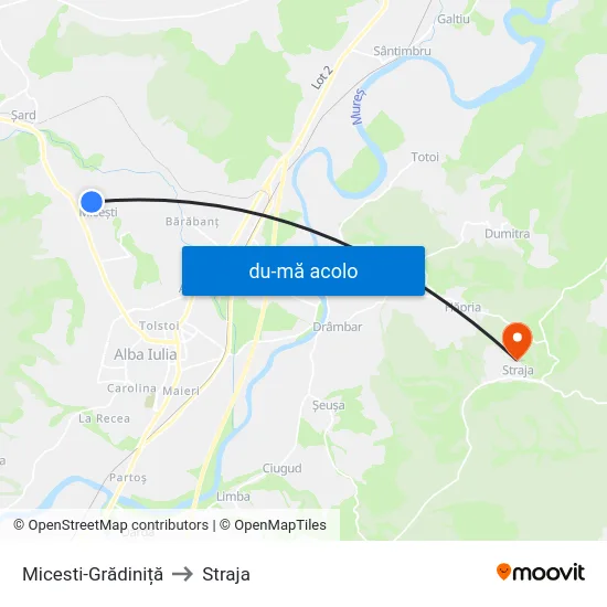 Harta de Micesti-Grădiniță către Straja