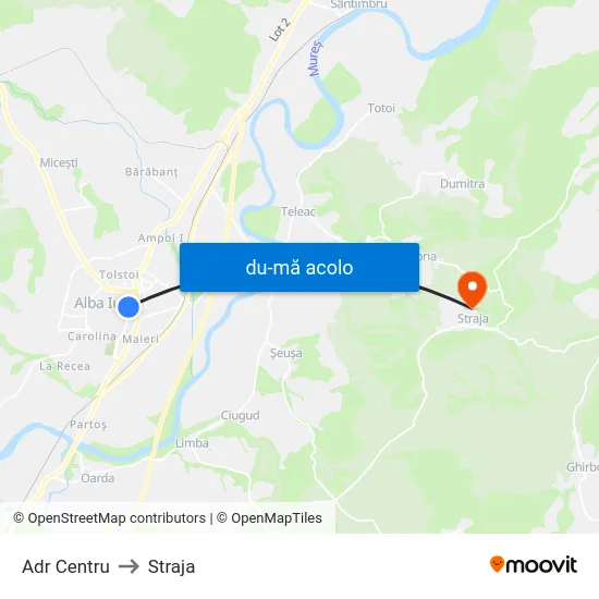 Harta de Adr Centru către Straja
