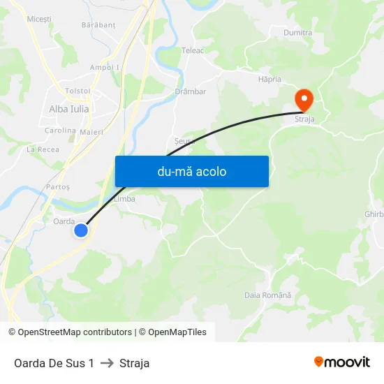 Harta de Oarda De Sus 1 către Straja