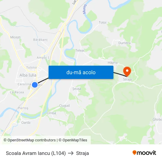 Harta de Scoala Avram Iancu (L104) către Straja