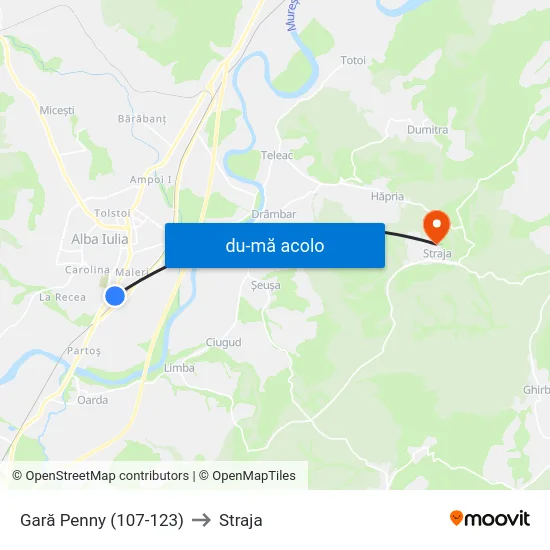 Harta de Gară Penny către Straja