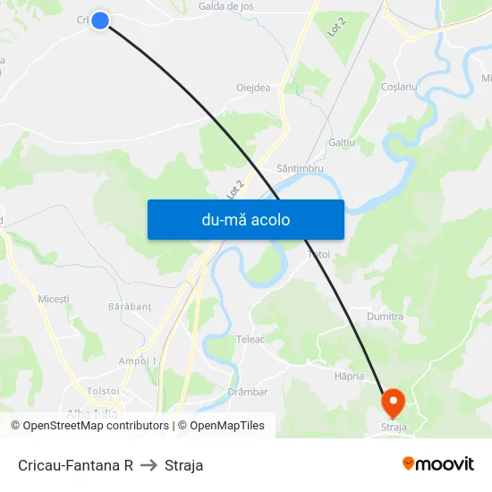 Harta de Cricau-Fantana R către Straja