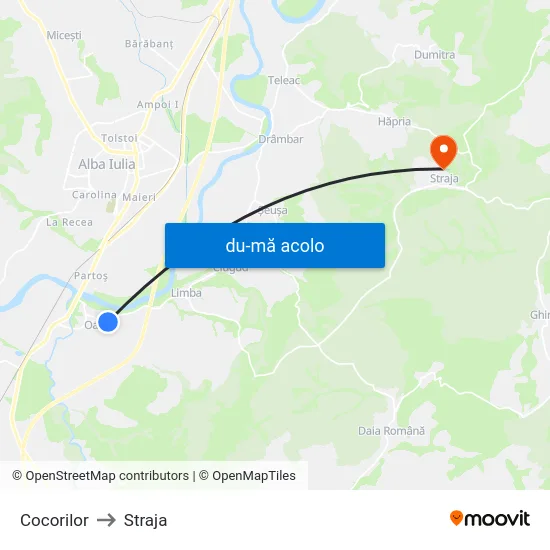 Harta de Cocorilor către Straja