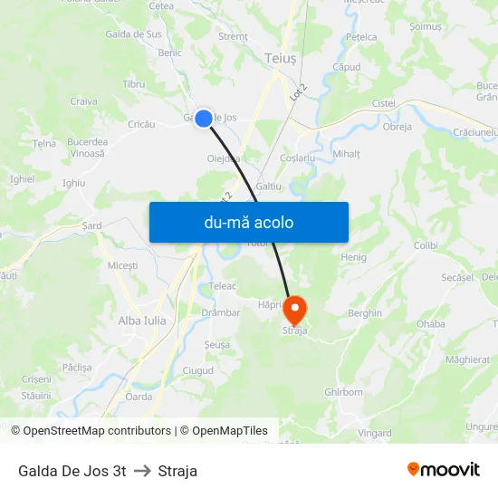 Harta de Galda De Jos 3t către Straja