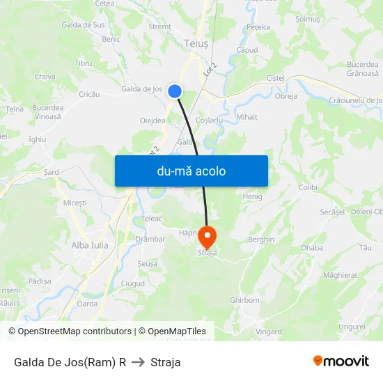 Harta de Galda De Jos(Ram) R către Straja