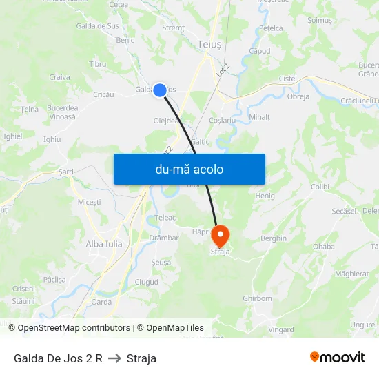 Harta de Galda De Jos 2 R către Straja