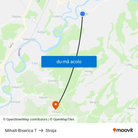 Harta de Mihalt-Biserica T către Straja