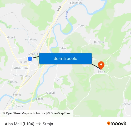 Harta de Alba Mall (L104) către Straja
