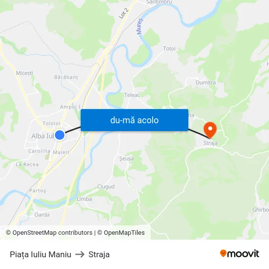 Harta de Piața Iuliu Maniu către Straja