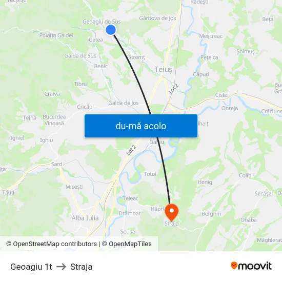 Harta de Geoagiu 1t către Straja