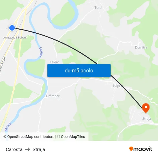 Harta de Caresta către Straja