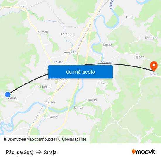 Harta de Pâclișa(Sus) către Straja