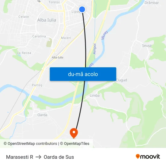 Harta de Marasesti R către Oarda de Sus
