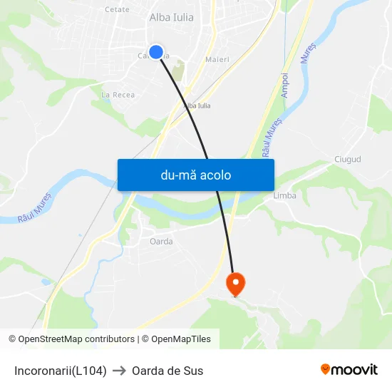 Harta de Incoronarii(L104) către Oarda de Sus