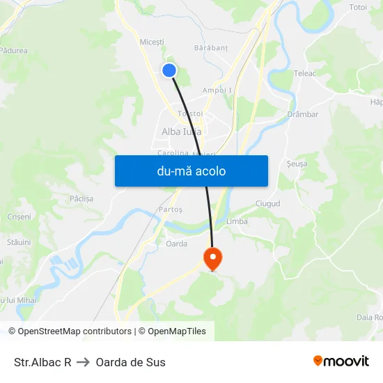 Harta de Str.Albac R către Oarda de Sus