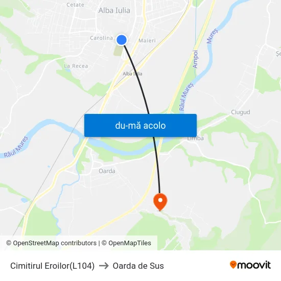 Harta de Cimitirul Eroilor(L104) către Oarda de Sus