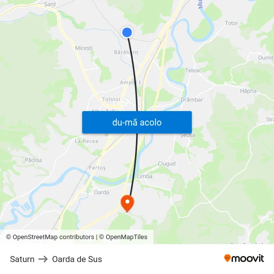 Harta de Saturn către Oarda de Sus