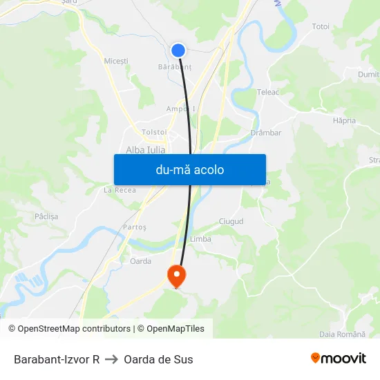 Harta de Barabant-Izvor R către Oarda de Sus