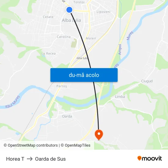 Harta de Horea T către Oarda de Sus