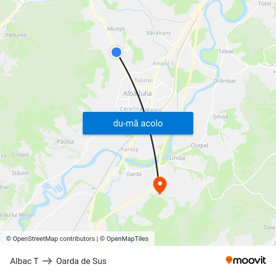 Harta de Albac T către Oarda de Sus