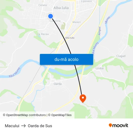 Harta de Macului către Oarda de Sus