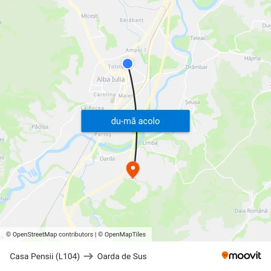 Harta de Casa Pensii (L104) către Oarda de Sus