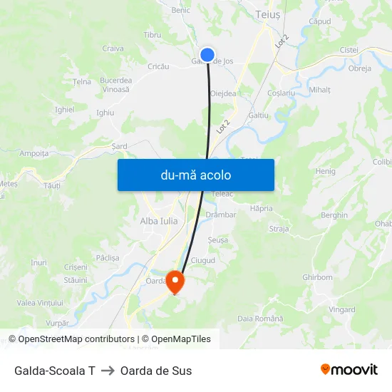 Harta de Galda-Scoala T către Oarda de Sus
