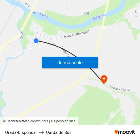 Harta de Orada-Dispensar către Oarda de Sus