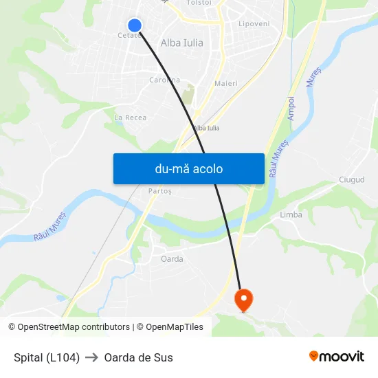 Harta de Spital (L104) către Oarda de Sus