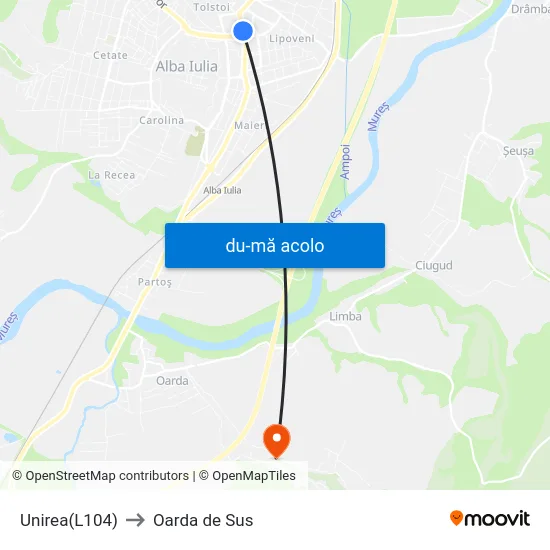 Harta de Unirea(L104) către Oarda de Sus