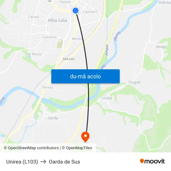 Harta de Unirea (L103) către Oarda de Sus