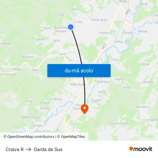 Harta de Craiva R către Oarda de Sus