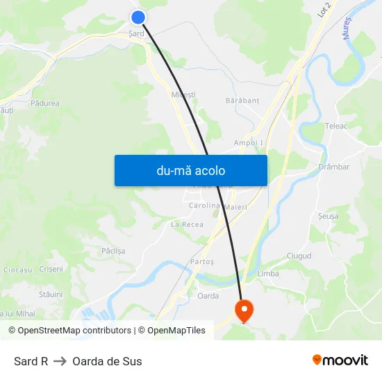 Harta de Sard R către Oarda de Sus