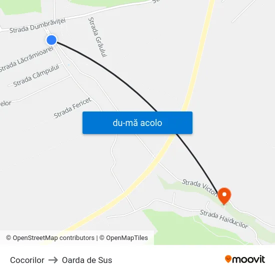 Harta de Cocorilor către Oarda de Sus